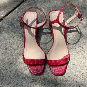 Topshop Red Croc-Patterned Heels